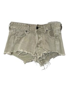 Abercrombie & Fitch Olive Green Low Rise Short Distressed Denim Shorts
